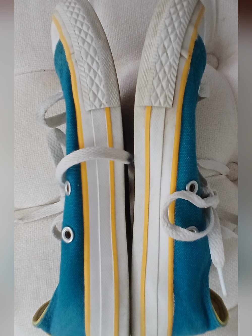 Vintage Converse Kids Teal and Yellow Low-Top Sneakers Size 1.5. - Picture 3 of 6